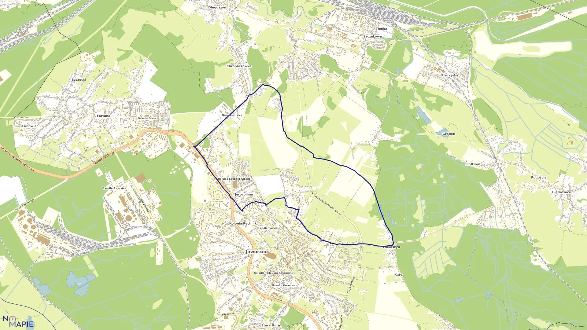 Mapa obrębu 1024 w mieście Jaworzno