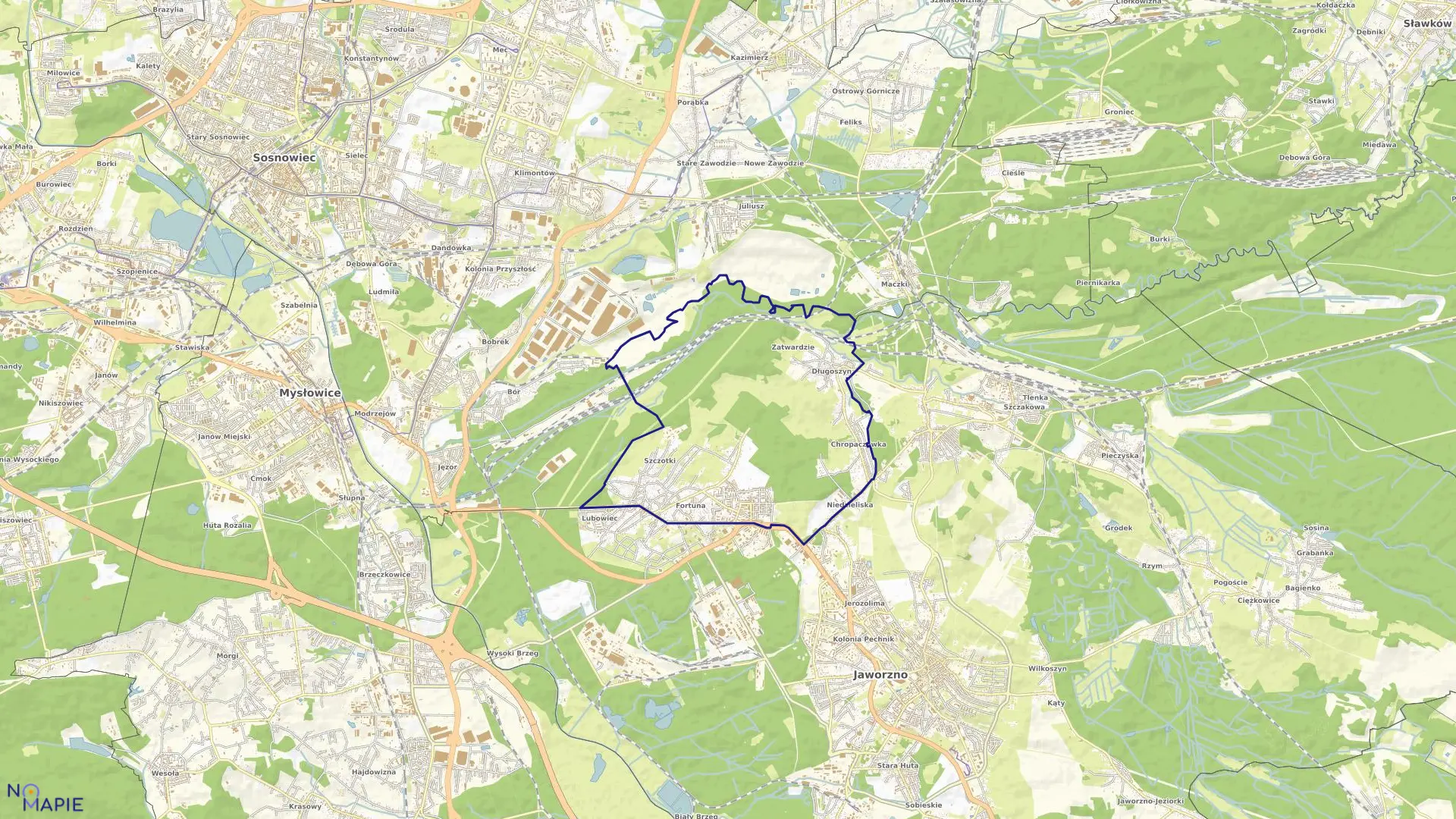 Mapa obrębu 122 w mieście Jaworzno
