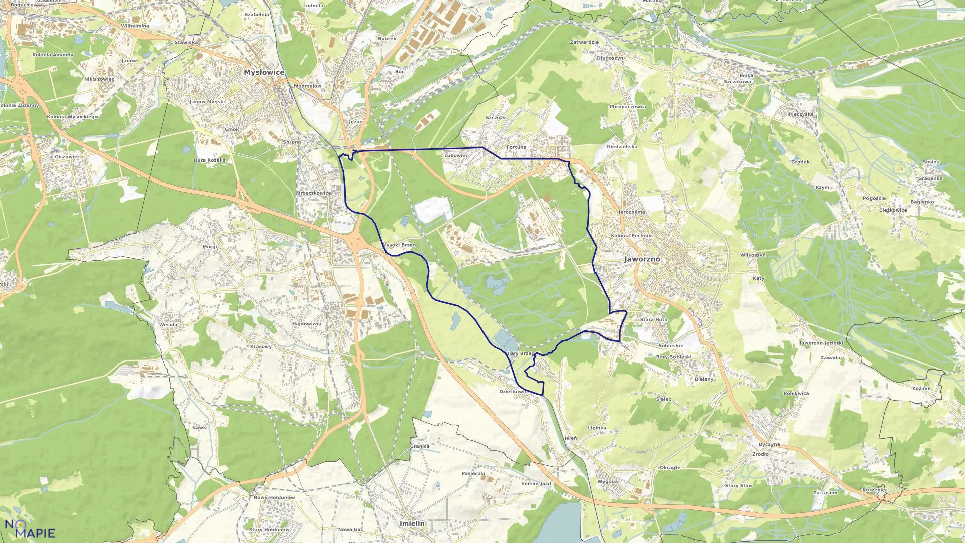 Mapa obrębu 165 w mieście Jaworzno