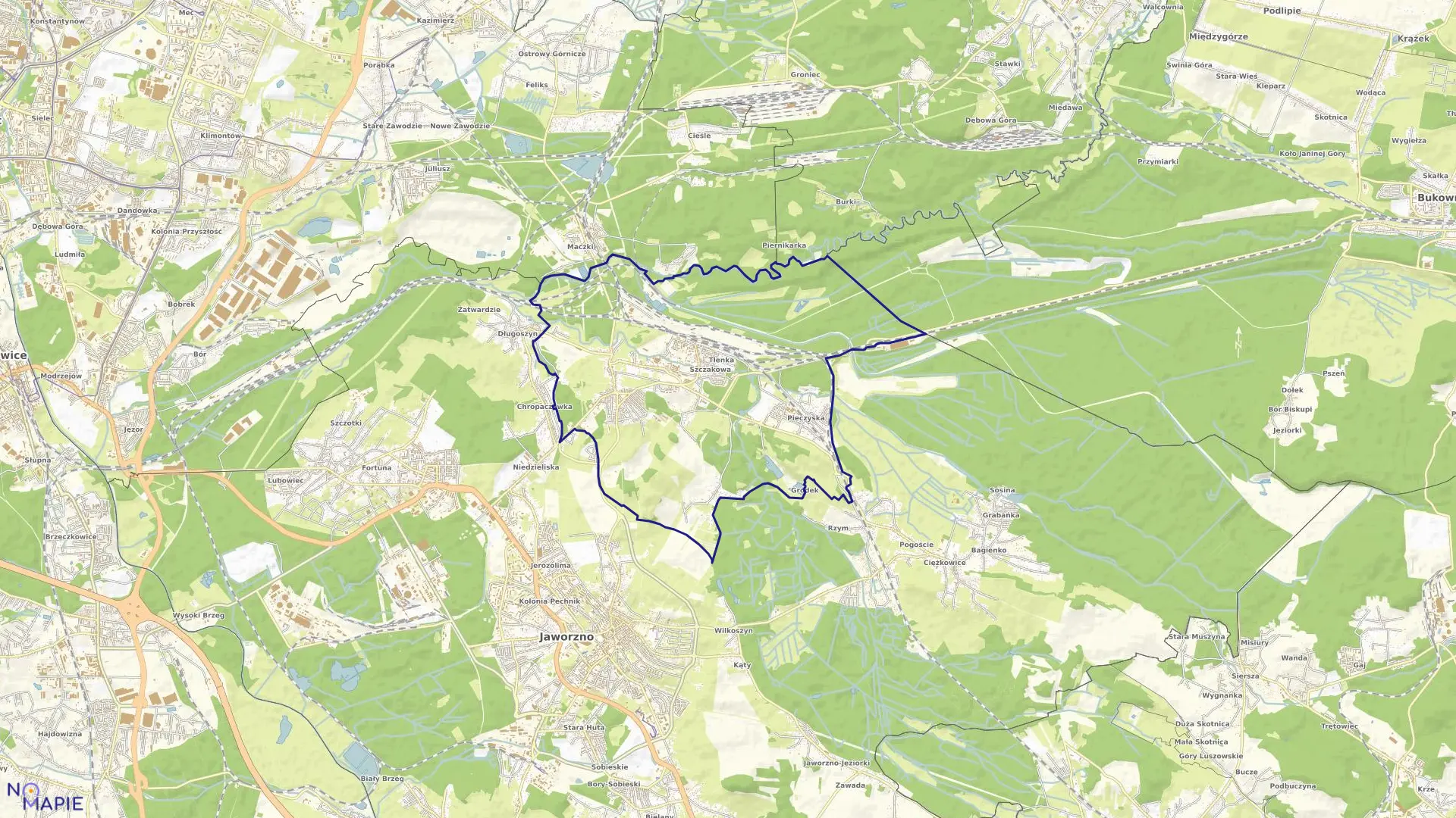 Mapa obrębu 90 w mieście Jaworzno